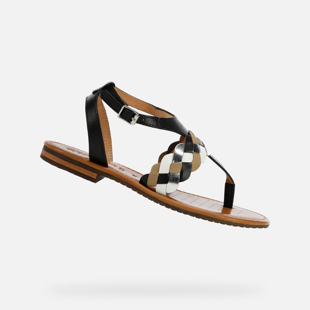 Geox Sandals Black/Silver Sozy - Geox Womens Shoes - BQIAUH563